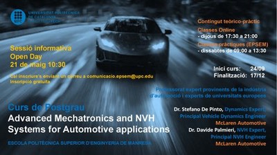 Open Day del curs de Postgrau Advanced Mechatronic and NVH Systems for Automotive applications